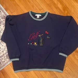 Vintage Embroidered Navy Golf Themed Sweatshirt